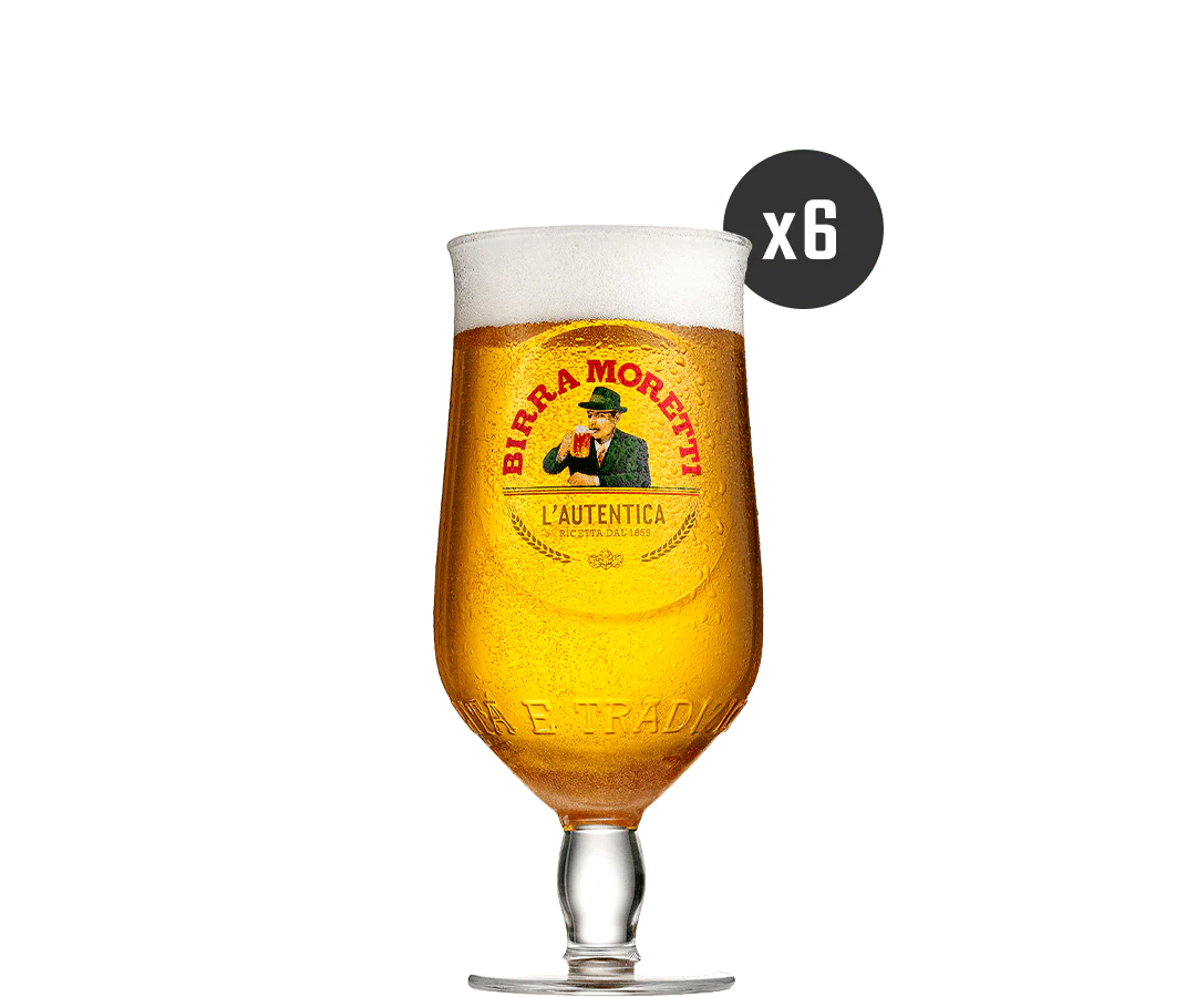 6x Birra Moretti Beer Glasses